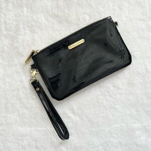 Betsey Johnson Black and Gold Zippered Wristlet Clutch Wallet